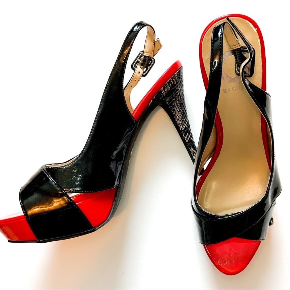 G by Guess Cavion Black & Red Pumps 8.5M